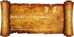 Maklári Gergely névjegykártya